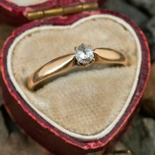 Old Mine Cut Diamond Engagement Ring 14K Yellow Gold .18ct I/SI2