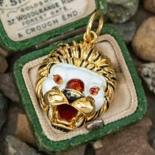 Fantastic Roaring Lion Face Pendant 18K Yellow Gold