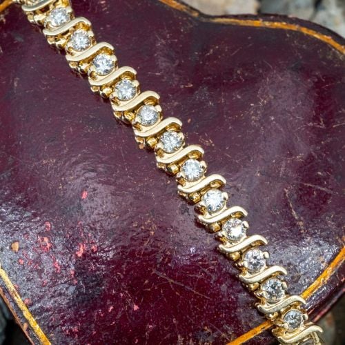 Lovely "S" Link Diamond Bracelet 14K Yellow Gold
