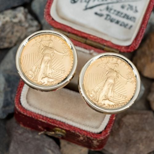 American Standing Liberty Coin Cufflinks 14K Yellow Gold