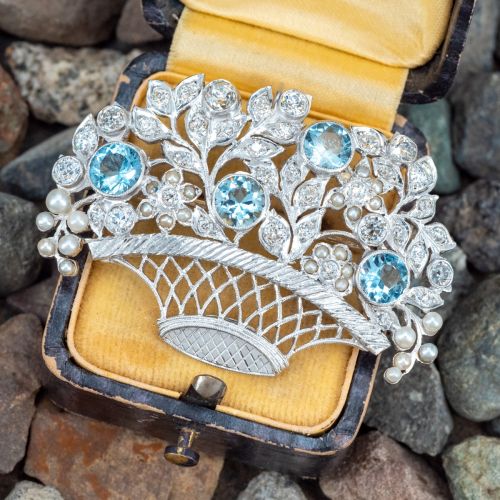 Beautiful 1930s Aquamarine & Diamond Brooch/Pendant Platinum