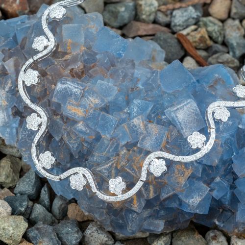 Beautiful Swirl Diamond Necklace 18K White Gold