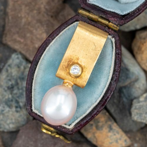 Laurie Lyall Pearl & Diamond Pendant 18K Yellow Gold