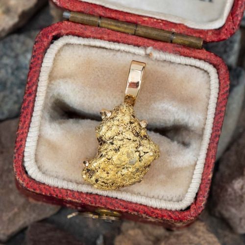 Gold Nugget Pendant 14K Yellow Gold