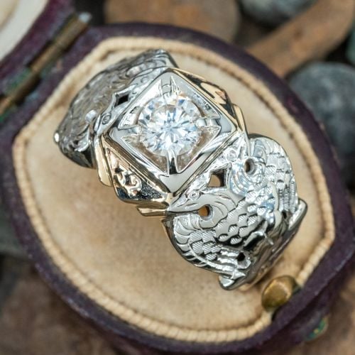 Vintage 32nd Degree Masonic Ring w/ Round Brilliant Diamond