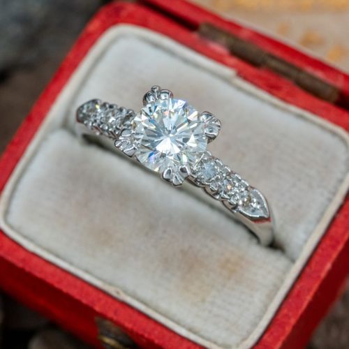 Beautiful Vintage Diamond Engagement Ring Platinum 1.05ct I/SI2 GIA