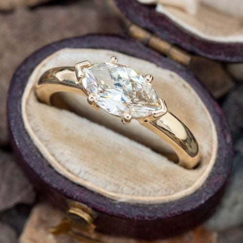 East-To-West Marquise Diamond Ring 14K Yellow Gold 1.10Ct N/SI1 GIA