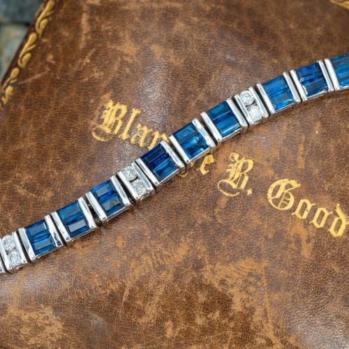 Stunning Sapphire & Diamond Bracelet 18K White Gold
