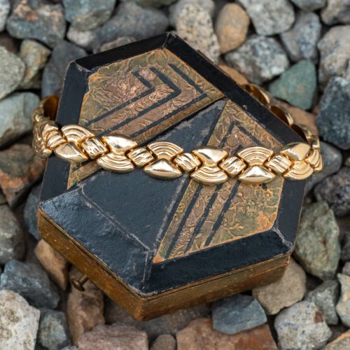 Braided Motif Textured Bracelet 14K Yellow Gold