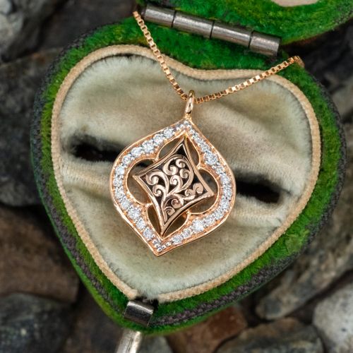 Diamond Slide Pendant Necklace 18K Rose Gold