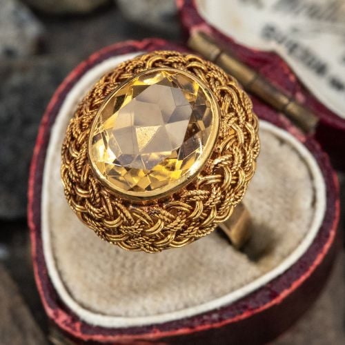Gorgeous Vintage Citrine Ring 18K Yellow Gold