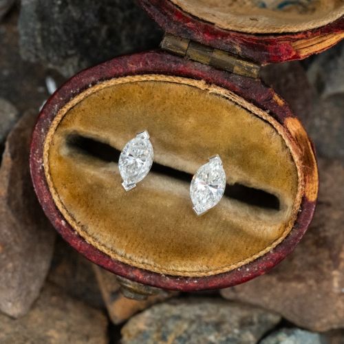 Delicate Diamond Drop Earrings Platinum & 14K Yellow Gold