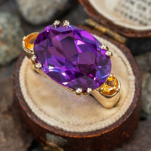 East-To-West Lab Created Color-Change Sapphire Ring 14K Yellow Gold