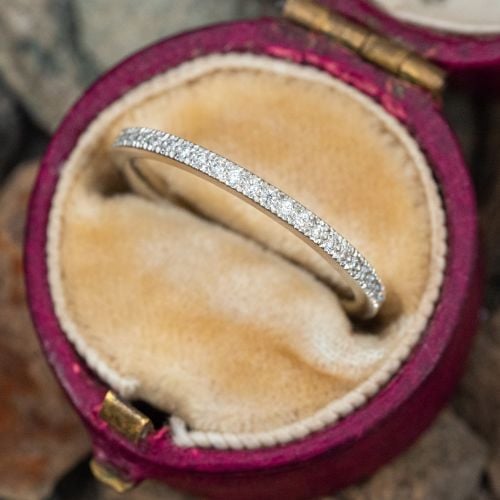 Tiffany & Co. Milgrain Diamond Eternity Band Ring 1.5MM Platinum Size 4.25