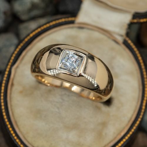 Vintage  Mens Diamond Ring 14K Yellow Gold