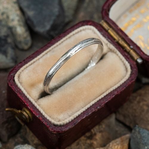 Antique Engraved Wedding Band Ring Platinum