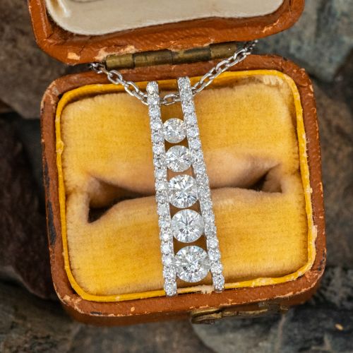 Diamond Journey Pendant Necklace 14K White Gold