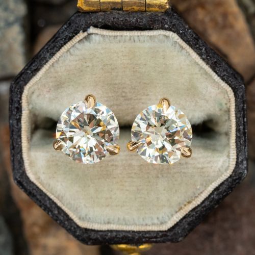 Martini Set Diamond Stud Earrings 14K Yellow Gold