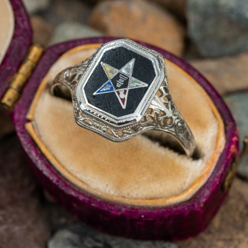 Vintage Order of the Eastern Star Ring White Gold