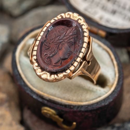Antique Tigers-Eye Cameo Ring Yellow Gold