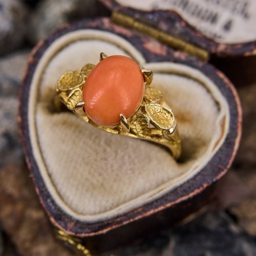 Soft Gold Coral Ring 18K Yellow Gold