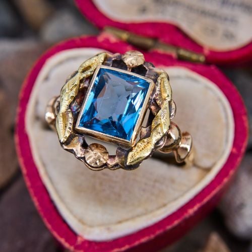 Vintage Lab Created Spinel Ring Yellow Gold