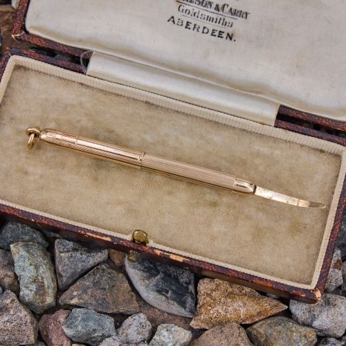 Machined Antique Toothpick 14K Yellow Gold