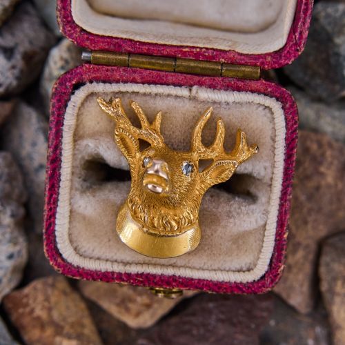 Vintage BPOE Elks Diamond Lapel Pin 14K Yellow Gold