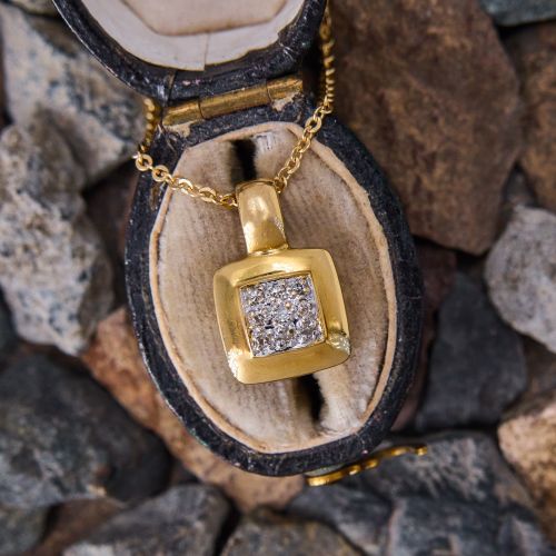 Square Diamond Pavé Pendant Necklace 14K & 18K Yellow Gold