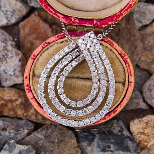 1.5 Carat Diamond Tear Drop Pendant Necklace 14K White Gold
