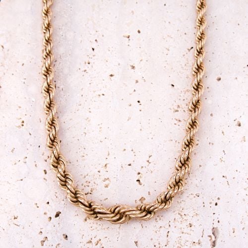17.5 Inch Graduated Rope Chain Necklace 14K Yellow Gold