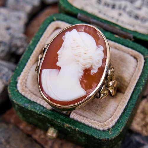 Vintage Shell Cameo Ring Yellow Gold