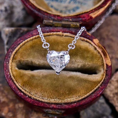 Heart Cut Diamond Adjustable Necklace 18K White Gold