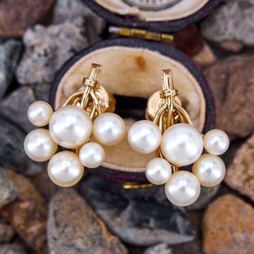 Saltwater Pearl Earrings 14K Yellow Gold