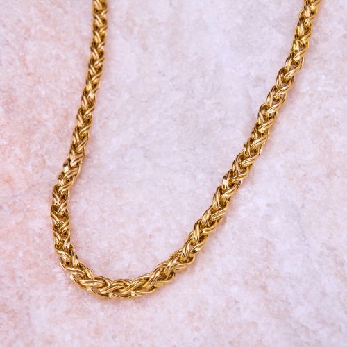 Italian Braided Weave Necklace 14K Yellow Gold