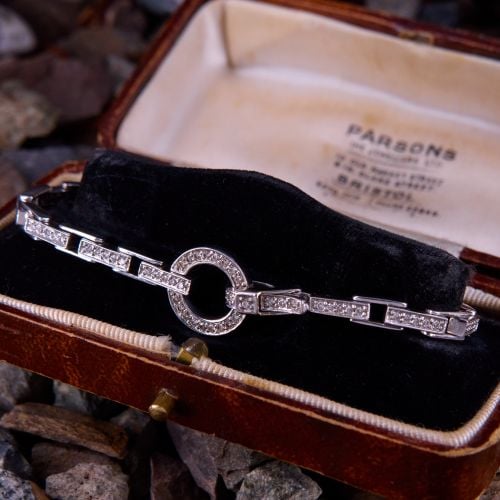 Elegant Fancy Link Diamond Bracelet 14K White Gold