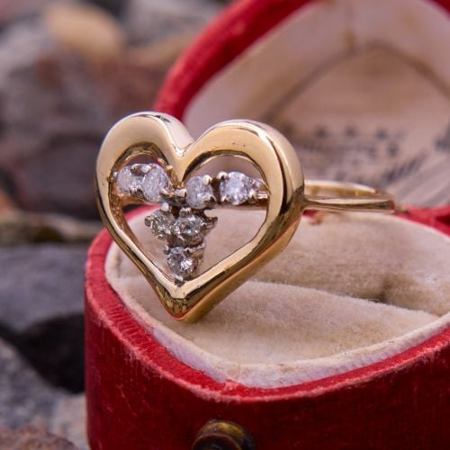 Diamond Heart Ring 14K Yellow Gold