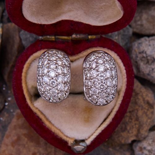 Clip On Pavé Diamond Earrings 18K White Gold