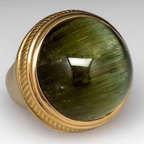 Museum Size Cats Eye Green Tourmaline Ring