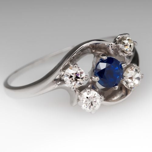 Sapphire Diamond Flower Ring