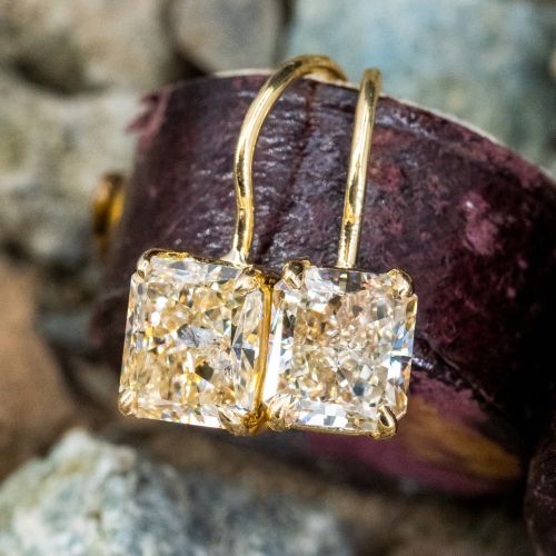 Beautiful Diamond Drop Earrings 18K Yellow Gold 3.33ctw GIA