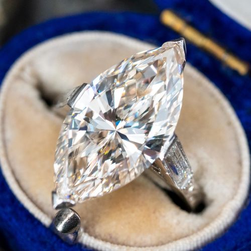 Amazing Vintage Marquise Diamond Ring Platinum 6.74ct M/SI2 GIA
