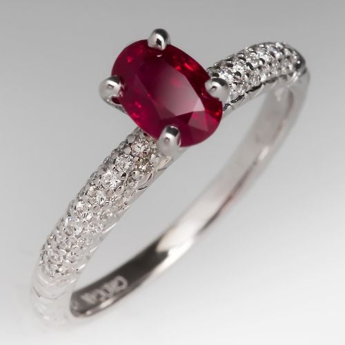 .98 Carat Oval Ruby Diamond Ring