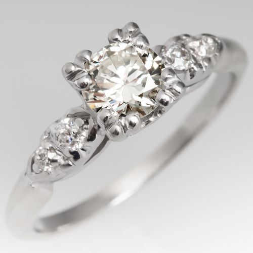 Beautiful 1930's Engagement Ring 14K Gold & Platinum w/ Brilliant Cut Diamond
