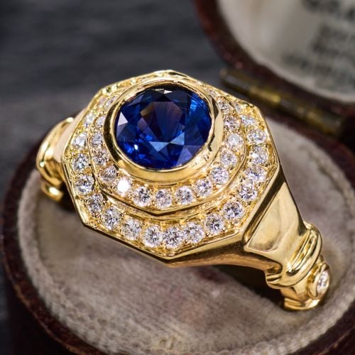 JoAnne Mulhall Blue Sapphire & Diamond Ring 18K Gold