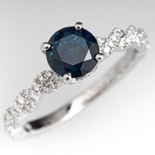 Round Cut Sapphire Engagement Ring Neil Lane 14K Mount