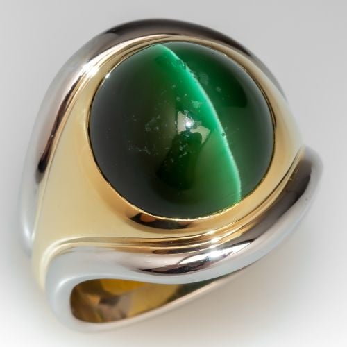 Men's Cat's Eye Tourmaline Ring 18K Yellow Gold & Platinum