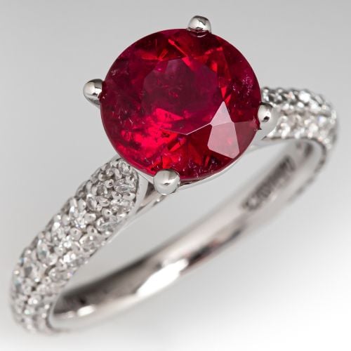 Gabriel & Co. Tourmaline Ring w/ Diamonds 14K White Gold