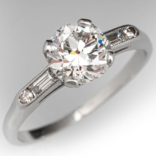 Transitional Cut Diamond Engagement Ring Platinum 1.07Ct I/VS1 GIA