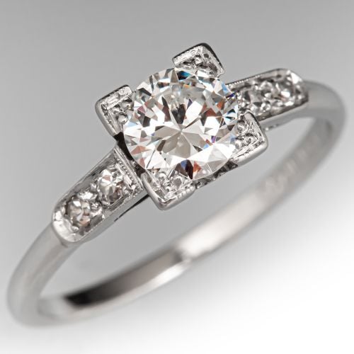 Vintage Diamond Engagement Ring Platinum .50Ct G/VS2